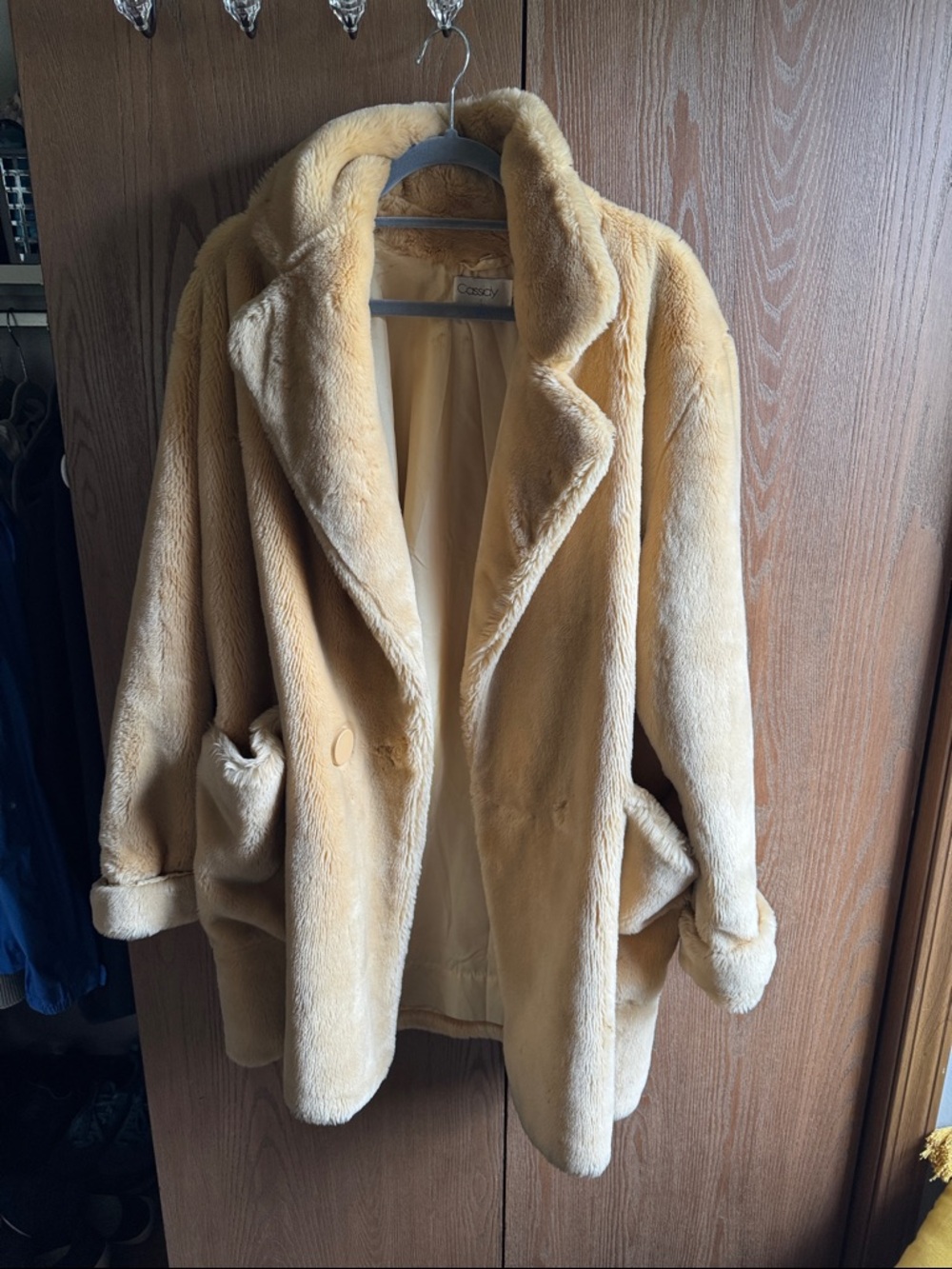 Caslon Plush Teddy Coat in Pale Yellow